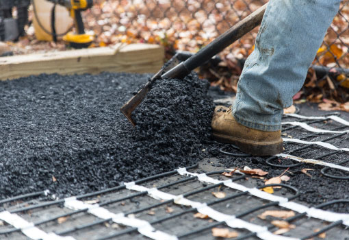 installing gravel over snow melting cables